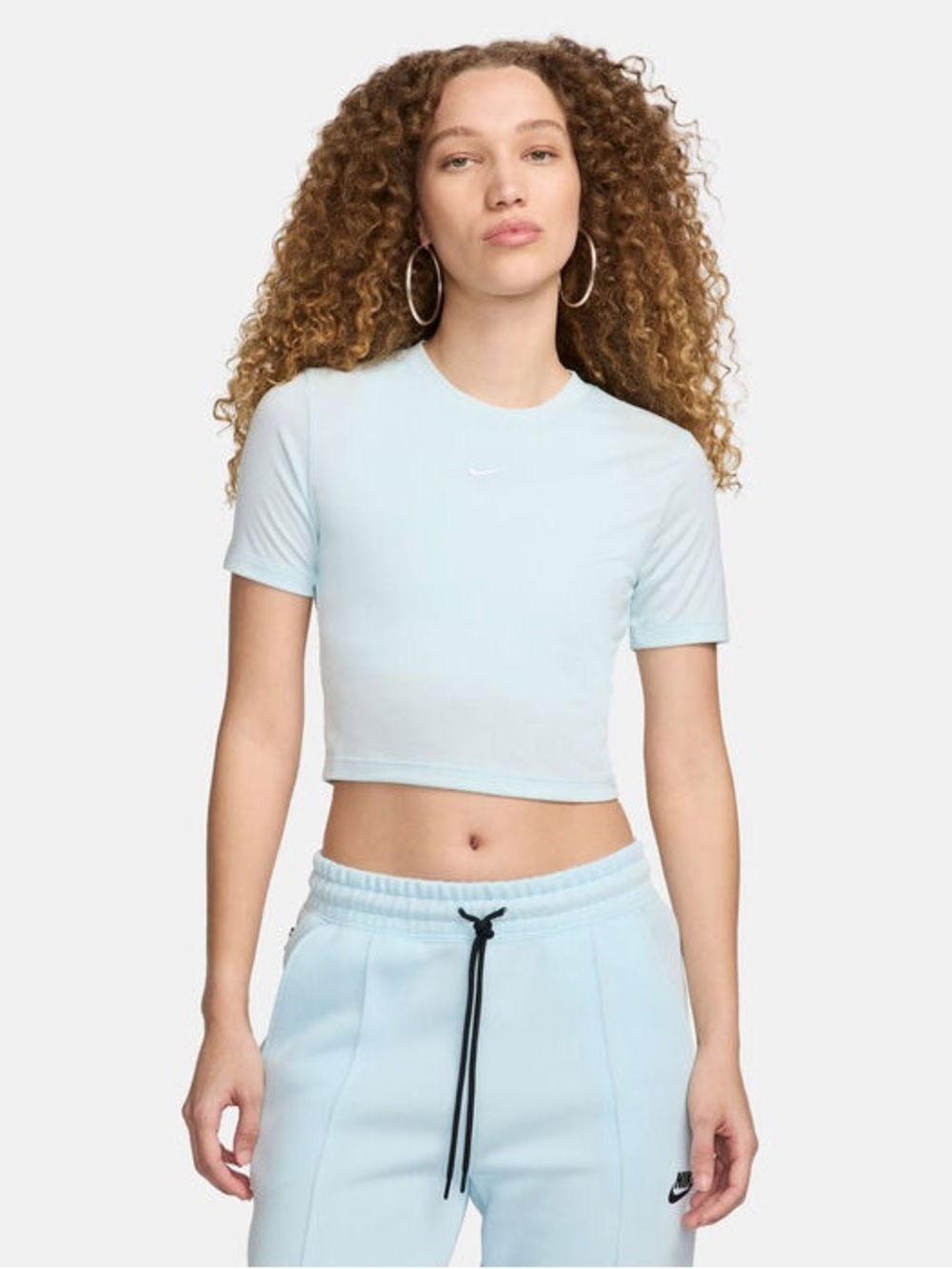 Nike Pale Blue Cropped Crew Tee